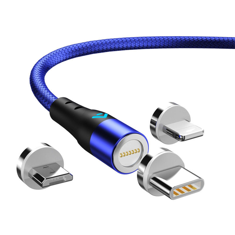 Оптовая продажа 3A Quick Charge 3 в 1 светодиодный магнитный зарядный кабель для передачи данных для iPhone Samsung Android быстрой зарядки Type-C кабель для передачи данных