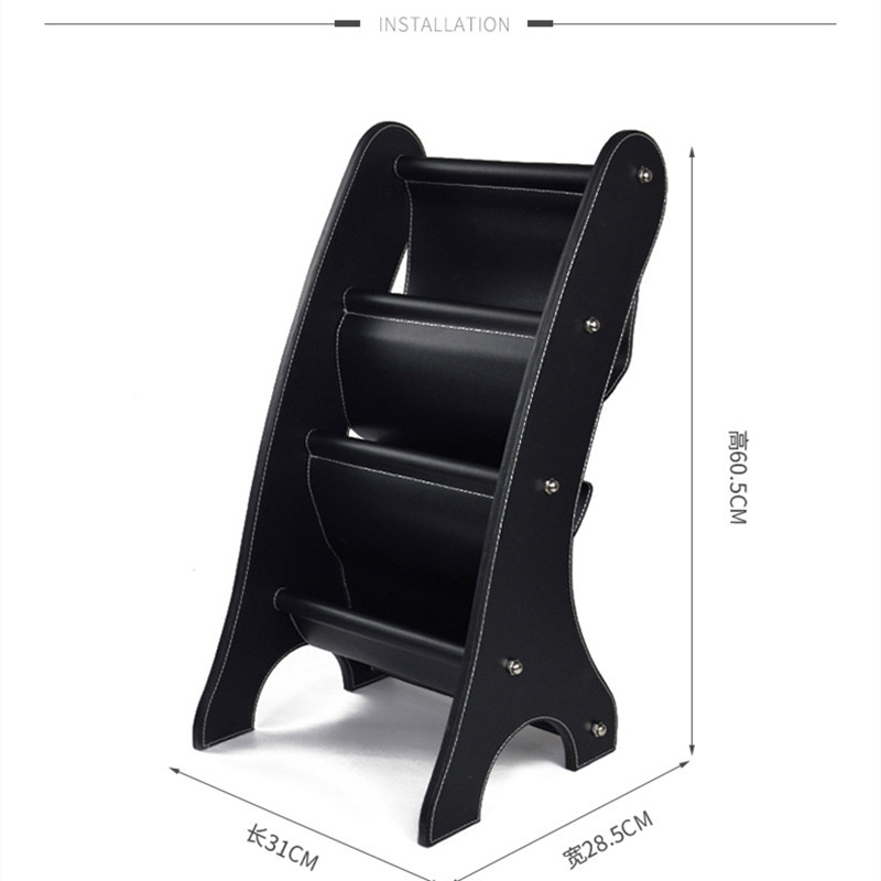 cheap price office/home PU leather wooden newspaper / magazine display stand holder