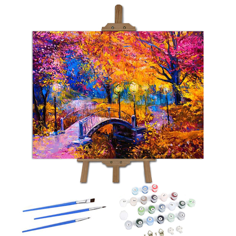 Wholesale New Arrival Diy Color Modern Wall Paintings Art Home Decorative Landscape Abstract Painting by Numbers on Canvas