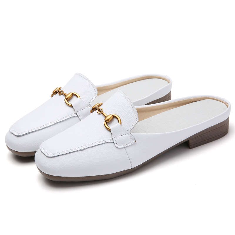 cow leather flat shoes for women and ladies half shoes for women
