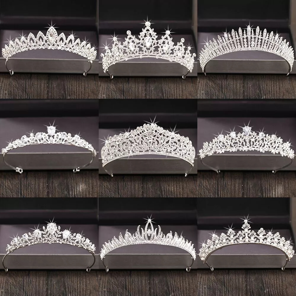 Серебряный цвет Rhinestone Crown Tiara, аксессуары для волос ручной работы с кристаллами, свадебная повязка на голову, свадебная принцесса тиара, высокое качество