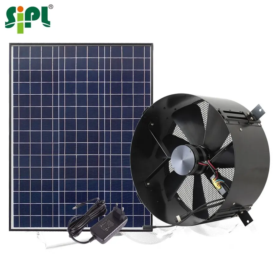 Wall Mounted Exhaust Fan, Solar Powered Ventilation Fan, HVAC Roof Vent Tools, DC Motor, industrial Air System, Circulation Fan, 50W