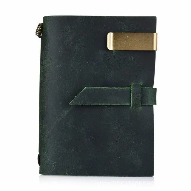 Crazy Horse Leather Notebook Journal Cover With Snap Dark Brown Leather Journal