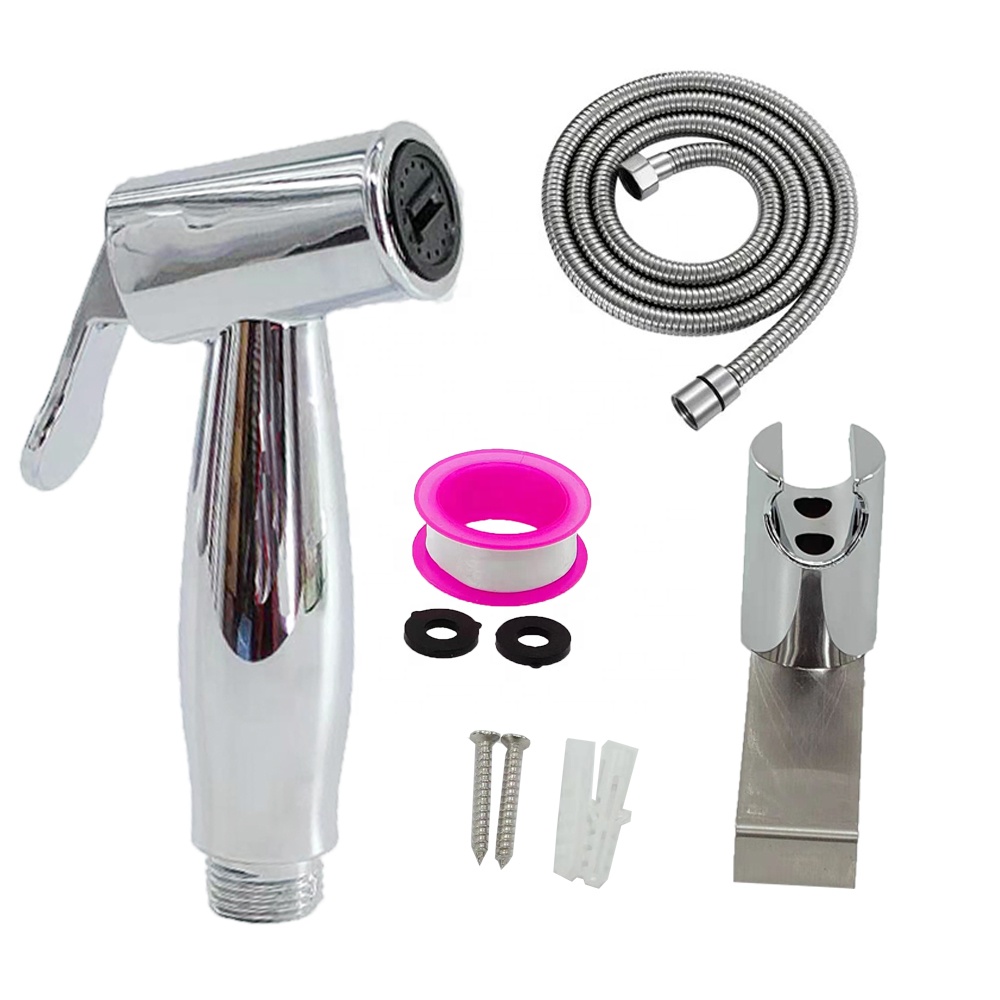 HaoEhhl OEM/ODM Bidet Shattaf Douche Spray Chrome Hygienic Toilet Shower Head Hose Set Muslim Toilet Wall Mounted Shattaf kit