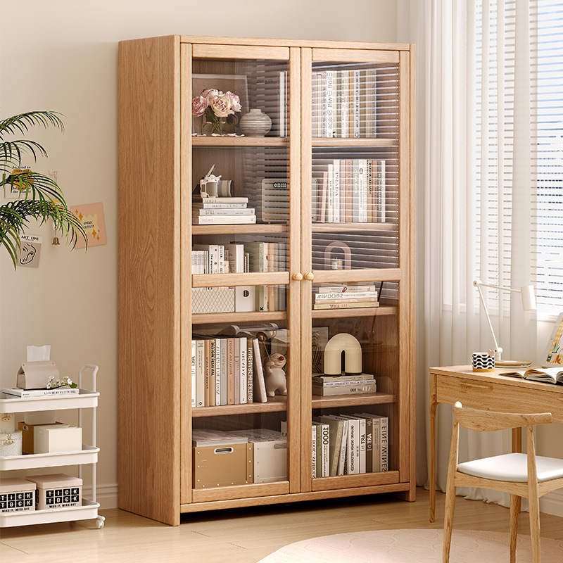 OEM High Quality Home Floor Standing Bookshelf Against The Wall Living Room Display Cabinets Children Storage Dustproof Bookcase