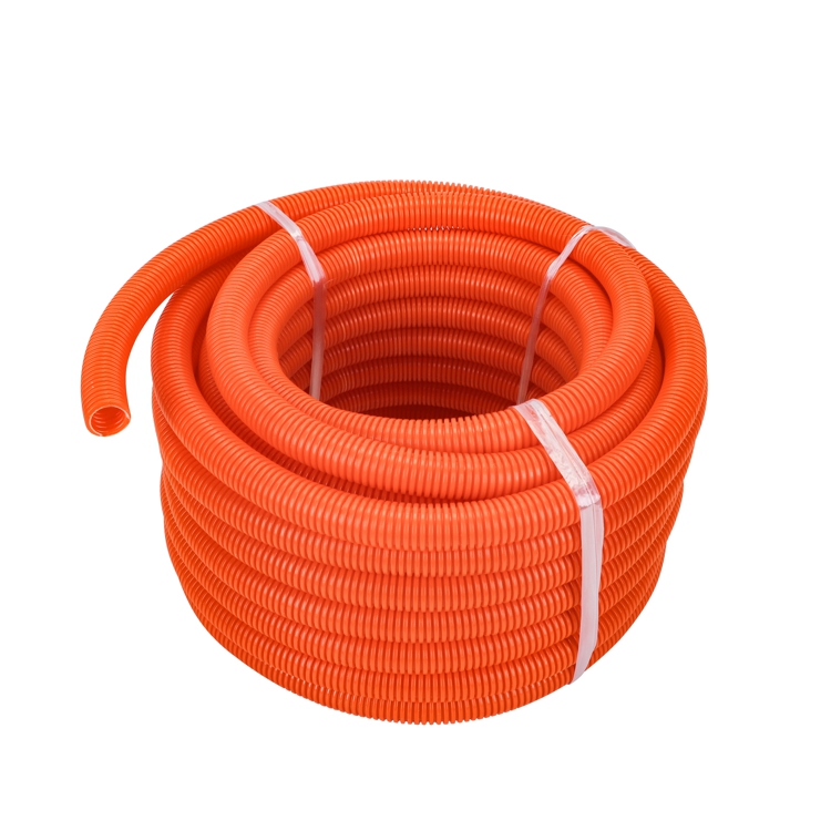 25mm Halogen Free Corrugated Conduit Flame Retardant Orange Plastic Pipe Electric Tube Flexible With OEM Factory Drop Shipping.
