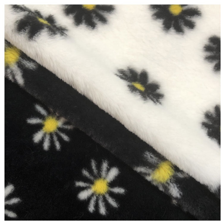 100% polyester printed faux fur fabric printed fake hair like rabbit fur