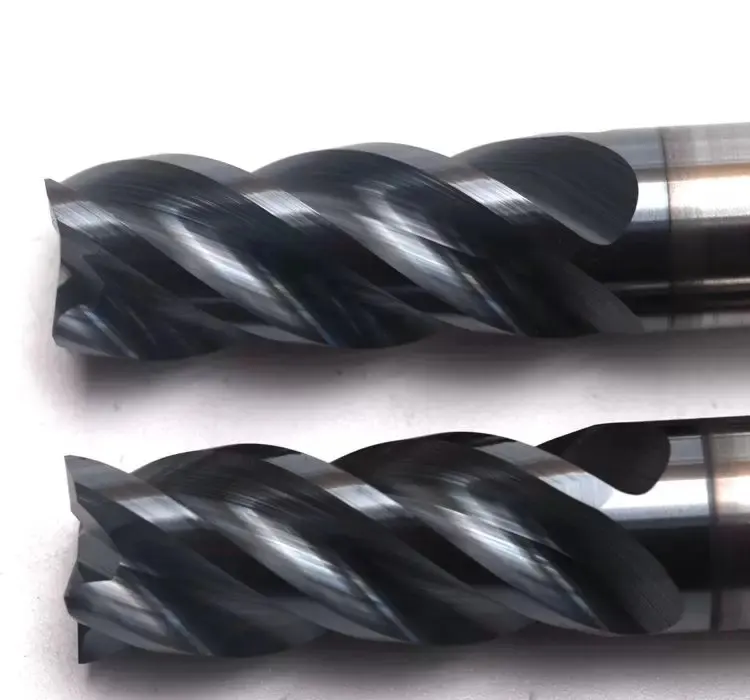 HRC 65 reduced ball nose end mill with blue coating and shank 4 mm application for steel