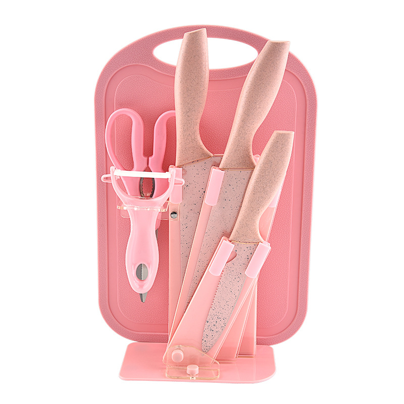 7 PCS kitchen stainless steel knife set with acrylic stand dishwasher safe 3 knives kitchen accessories with sharp scissors