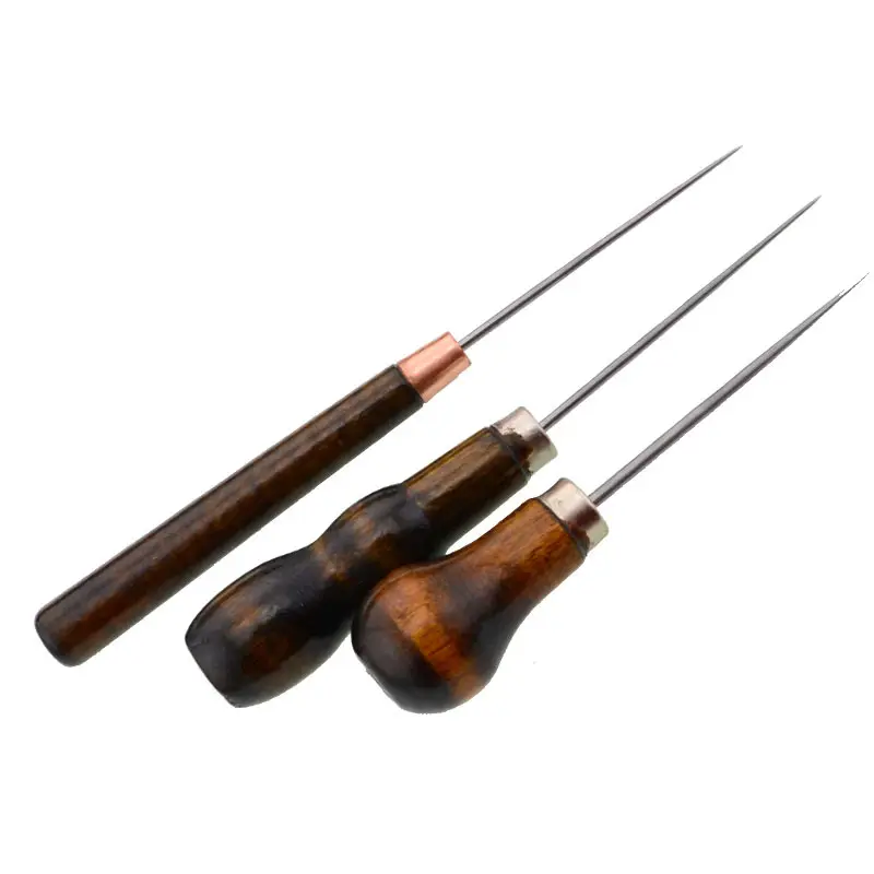 New Durable Professional Leather Wood Handle Awl Tools For Leather craft Stitching Sewing Hand Tools Accessories Fast Delivery