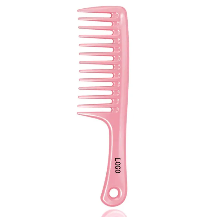 Professional barber Salon plastic long handled hair combs pink wide tooth comb custom logo