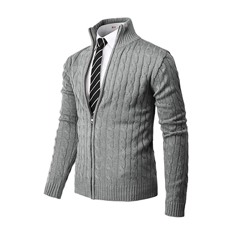 fall custom knit designers cable knit sweater zip up jacket cardigan sweaters for men