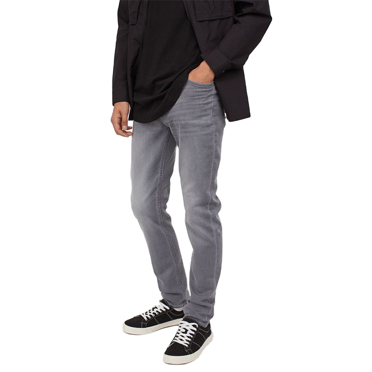 Подгонянные лого джинсы производитель темно-серый slim fit Мужские последние тенденции джинсы