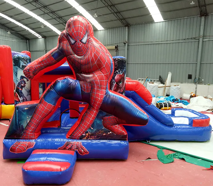 Commercial Spiderman Inflatable Bounce House, Inflatable Bouncy Castle With Slide Combo For Sale