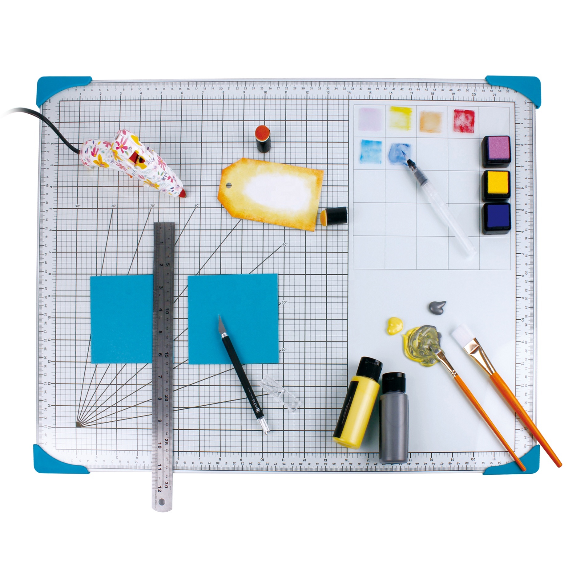 28063 transparent art supplies screen printing tempered Glass Cutting Mat Grid