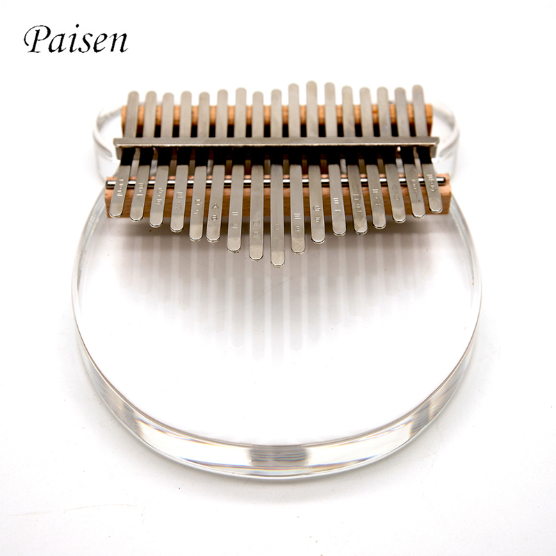 paisen Sanza mbira musical instrument acrylic crystal transparent glass calimba 17 key kalimba finger thumb piano set for sale