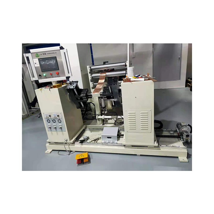 BRJ-400-2 Automatic Two 4 kw Servo Motor Driven Reactor Clamping Foil Winding Machine for transformer coil making