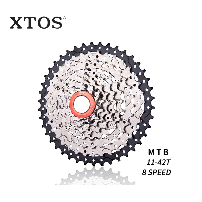 XTOS, горный велосипед, свободное колесо, 8 скоростей, 11-42T, серебристо-черная стальная кассета для велосипеда