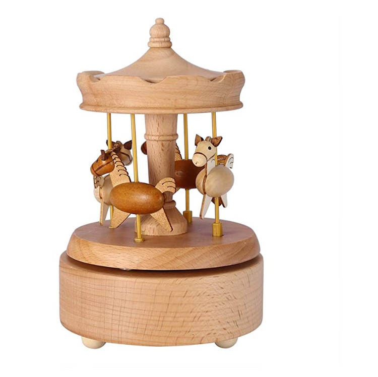 Украшение дома ручной работы Винтаж прочный merry go Круглый Деревянный музыкальная шкатулка
