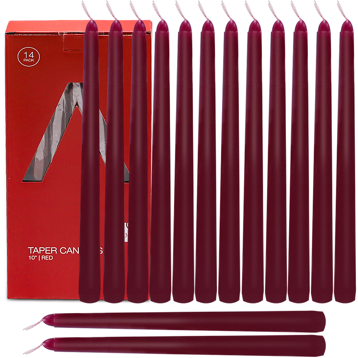 14 Count Unscented 10 Inch Red Madder Household Premium European Quality Dinners Parties Paraffin Taper Wholesale Candles