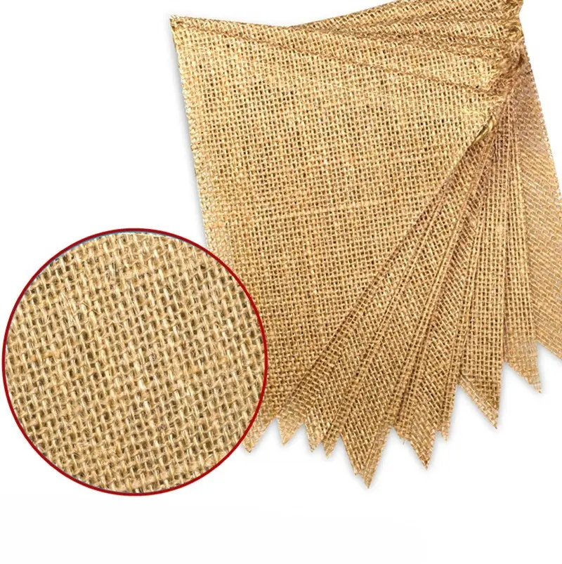 4.3M 15 Flags Vintage Jute Hessian Burlap Bunting Banner Wedding party Photography Props Celebration Party Decoration Banner