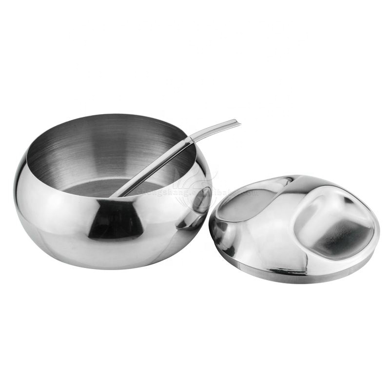 Stainless Steel Sugar Bowl Set Sugar Dispenser with Lid Serving Spoon | Stainless Steel Sugar Bowl