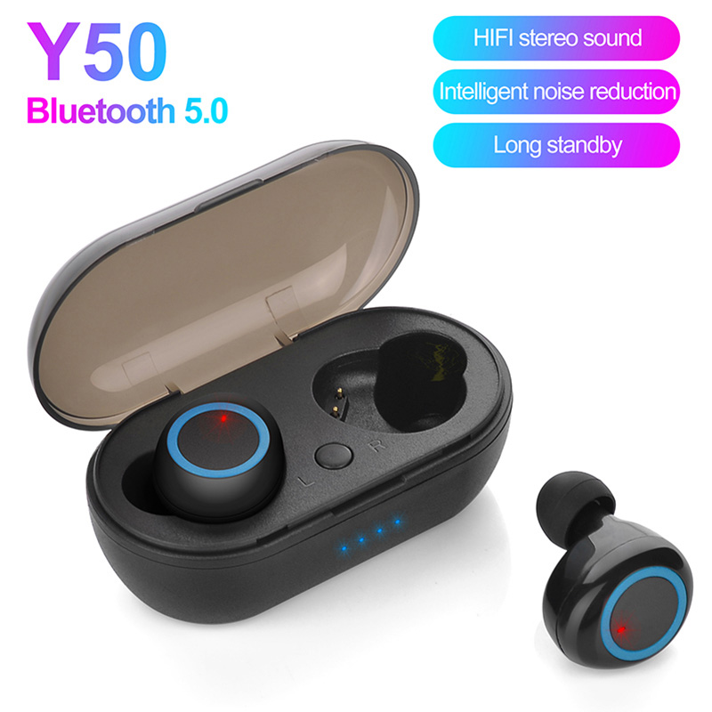 Промоакция Y50, наушники-вкладыши с Bluetooth 5,0, беспроводные наушники TWS, наушники-вкладыши, игровая стереогарнитура с зарядным боксом
