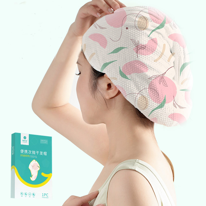 Vacuum Packed Portable High Quality Viscose Fiber Hair Shower Cap Beautiful Salon Hotel Massage Disposable Hair Drying Cap