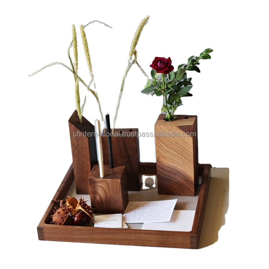 Decoration for home vases wedding flower wooden vases for home decor wood flower vases top selling