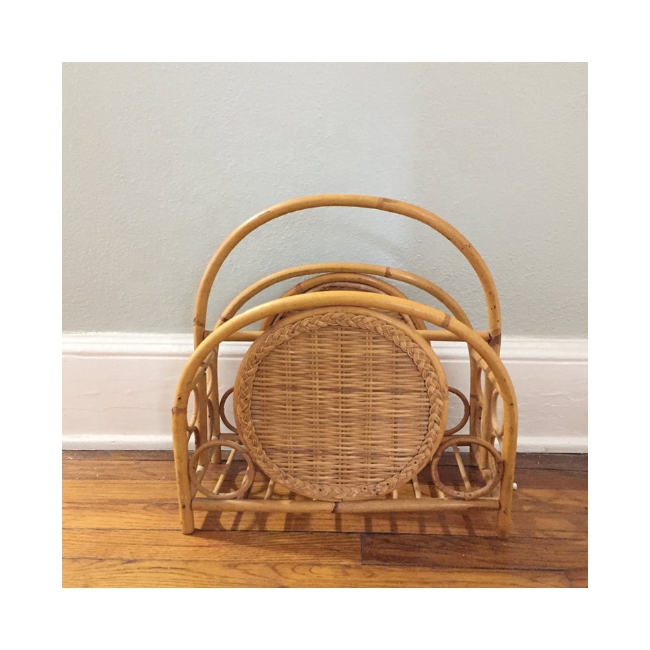 New arrival handicraft rattan magazine holder kitchen thing picnic basket for home decoration