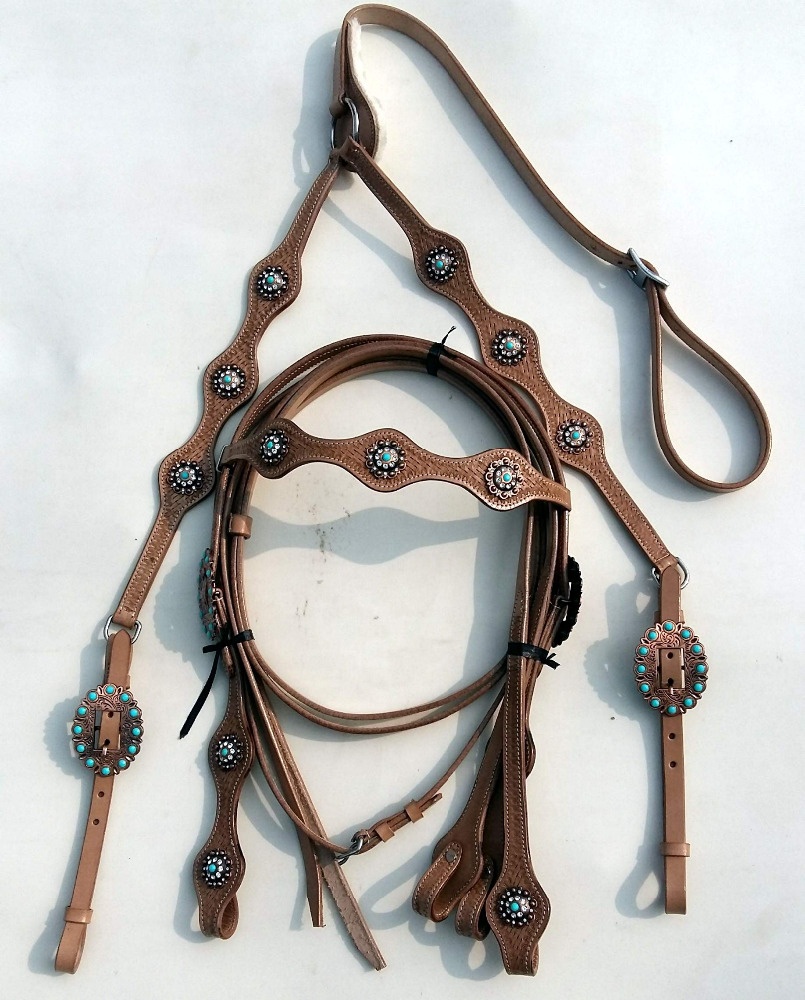 leather headstall / western show leather headstall / horse headstall
