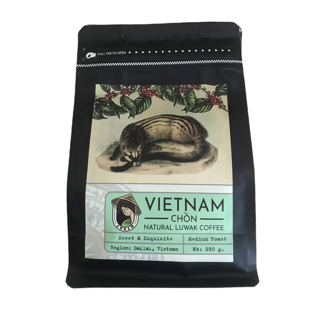 100% органические 250 г в упаковке жареные кофейные зерна Robusta Weasel