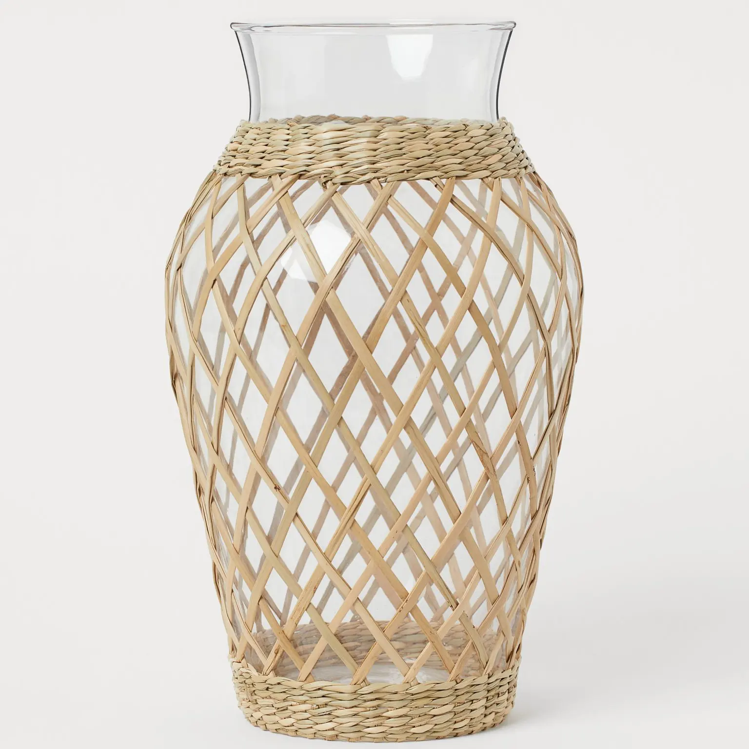 Creative natural seagrass flower glass & crystal vases for home decor nordic vase wholesale from Vietnam