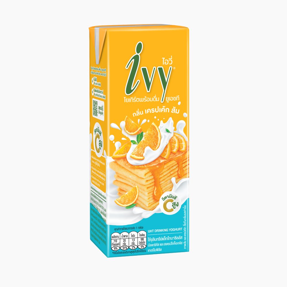 Плющ UHT йогурт, оранжевый пирог из крепа, 180 мл, фрукты со вкусом, высококачественные ингредиенты, ежедневный продукт, Таиланд