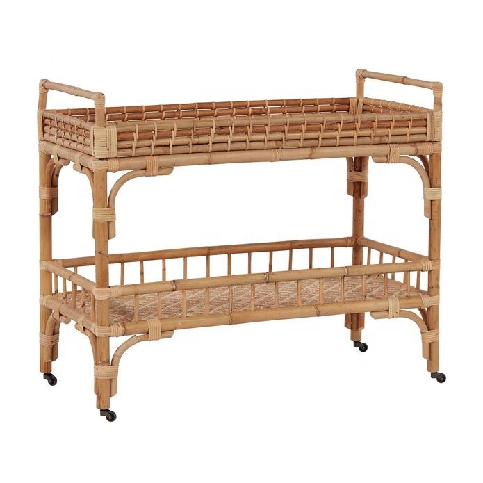 Nice design wicker rattan bar cart for restaurant and bar
