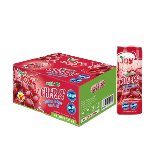 JOY Beverage Cans 325ml Cherry Fruit Juice Daily Drinks With Nano Collagen And Sprouting Beans From Real Fruit Juice