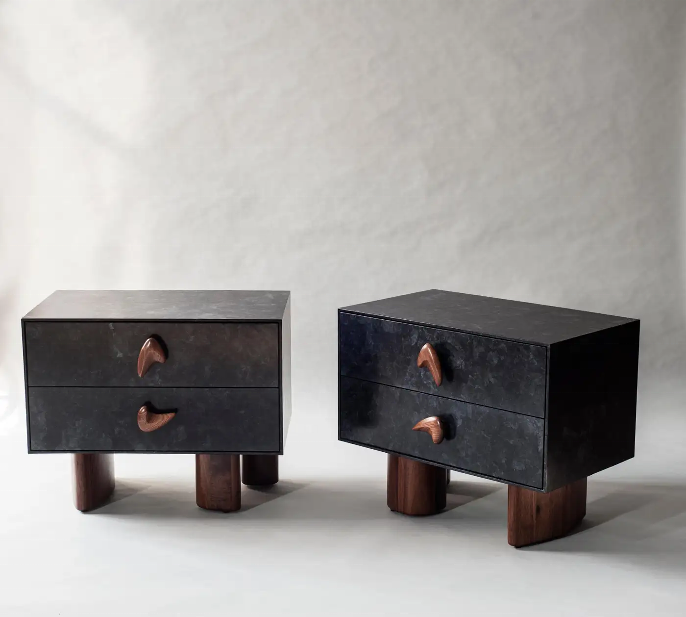 Retro style 2 drawers nightstand ash walnut wood antique pattern bedside table modern storage side table set bedroom furniture