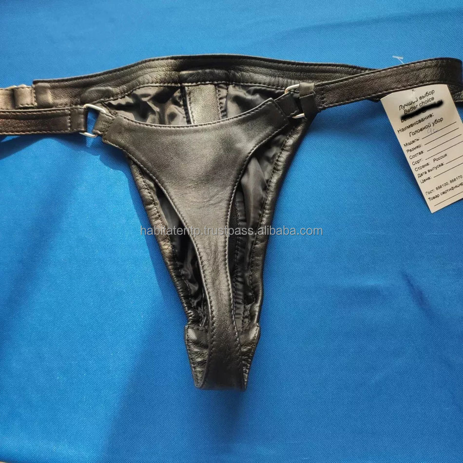Men's Black Double Layered Thong Jock Real Soft Leather Jockstrap Genuine Lambskin Leather Boxer