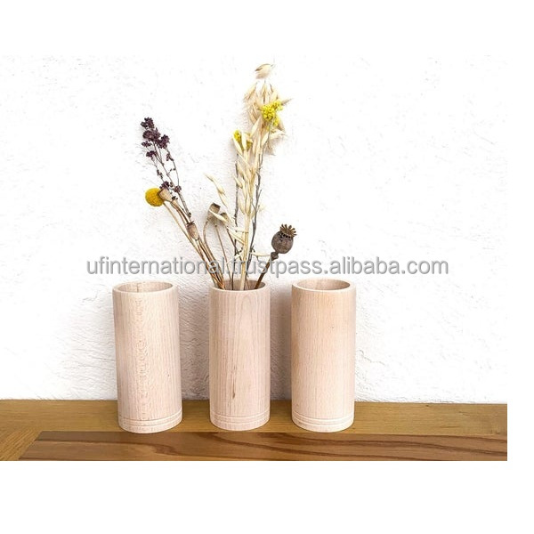 Good Quality natural wooden flower vase classic style for home decor home decorative and handmade polished