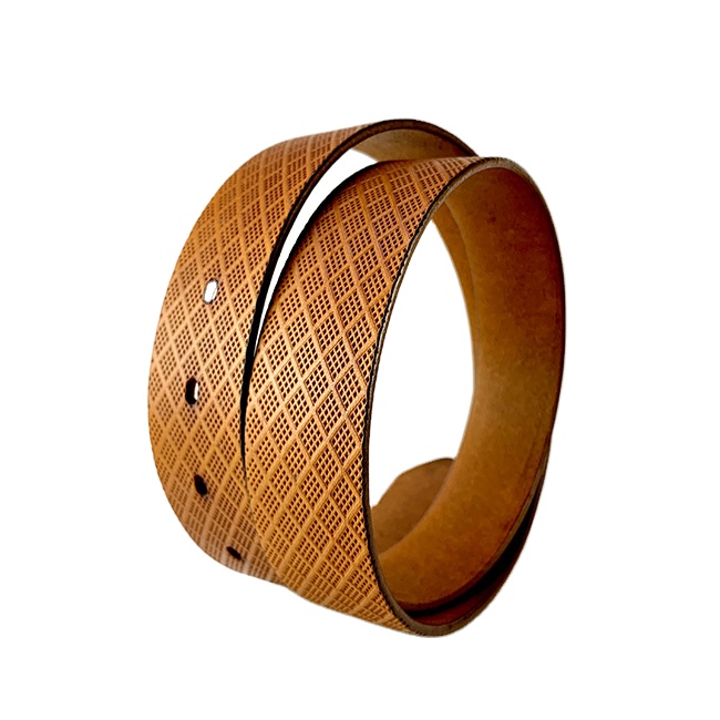 Smooth khaki leather belt with 35 mm waist belt