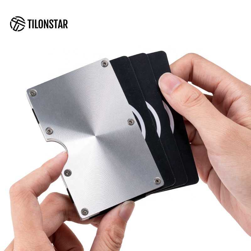 Мужской тонкий кошелек с зажимом для денег, Rfid Блокировка, алюминиевый металлический чехол для карт, держатель для карт