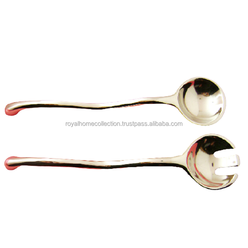 Wholesale Reusable Aluminum Designer Handle Salad Server Set Of Two For Homes Hotels and Restaurants
