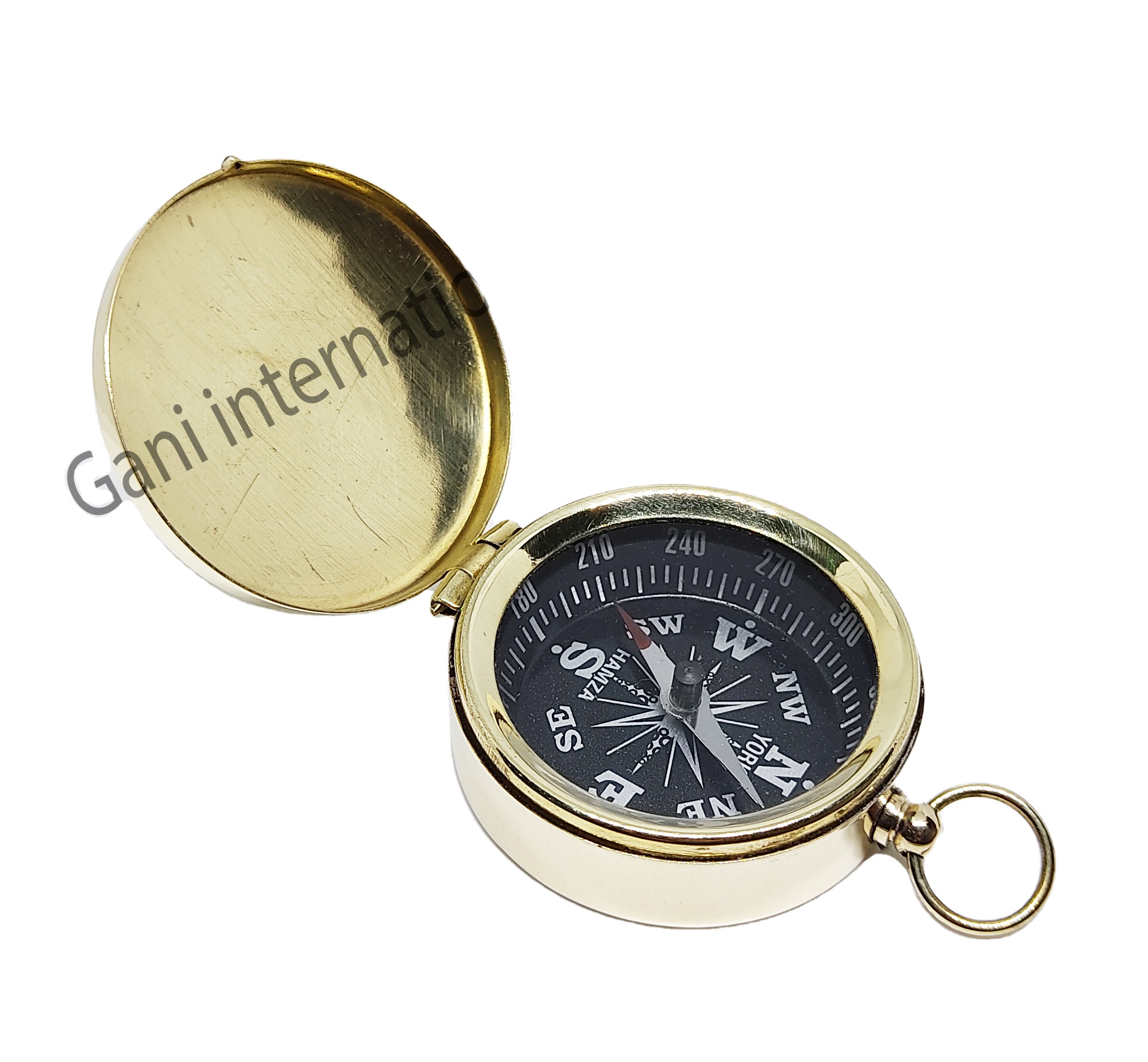 Nautical Brass flat Pocket Compass With Leather Case Anniversary Gift Brass Compass Engraved Nautical compass For Camping Hiking