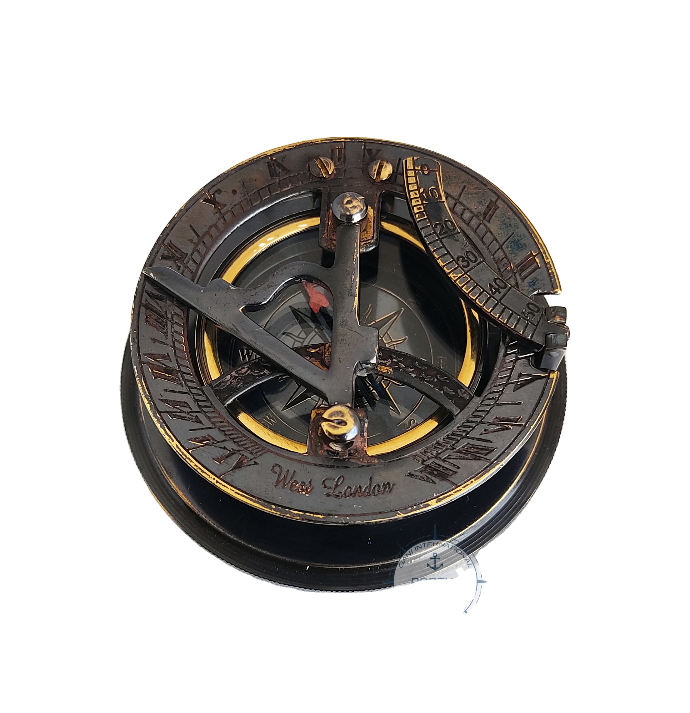 Nautical Brass Sundial Compass Antique Style Marine Camping Hiking Compass Gift