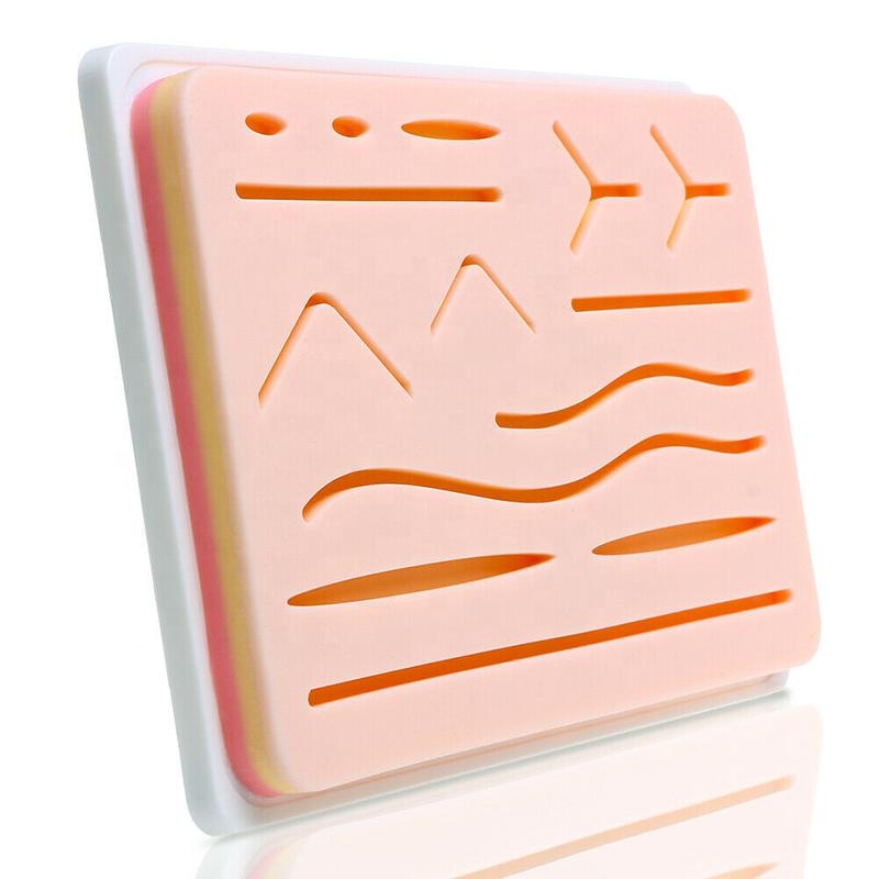 Medical Student Suturing Pad 3 Layers Durable Silicon Suture Pad for Suture Training with Pre-Cut Wounds