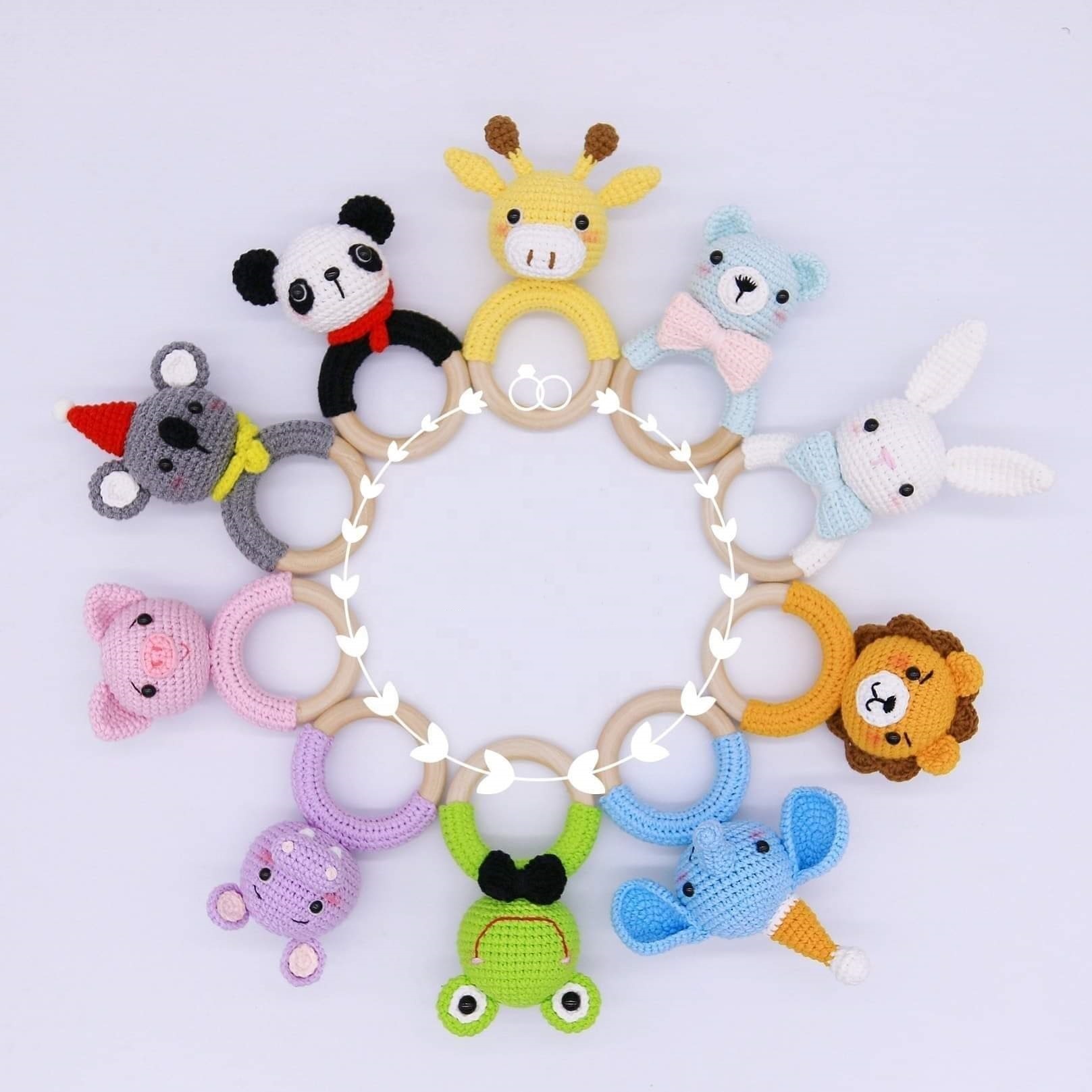 Amigurumi Crochet Baby Rattle with Wooden Teether Baby Teethers Baby Rattle Best Seller