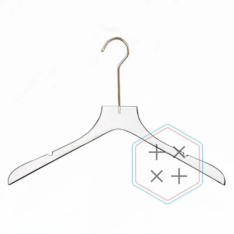 43 cm Gold Hook Transparent Acrylic Clothes Hanger For Garment