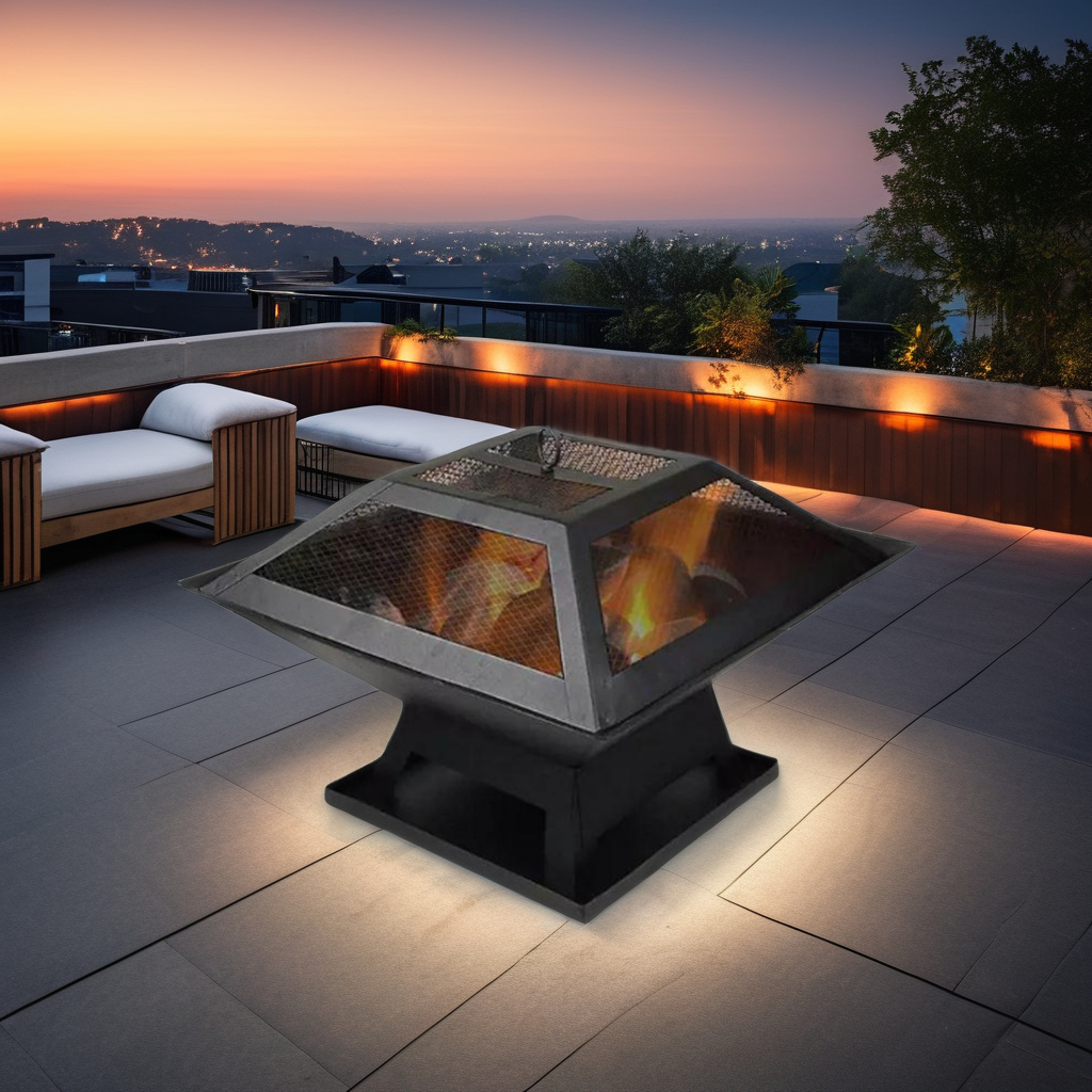 Portable Square Barbecue Grill Outdoor Easy-Clean BBQ Fire Pit 3-5 People Iron Folding Picnic Fireplace Charcoal Camping Parties