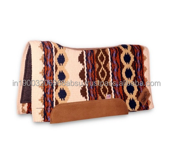 Equestrian Horse Tack\Contour White Brown Felt Impact Gel Western Saddle Pads