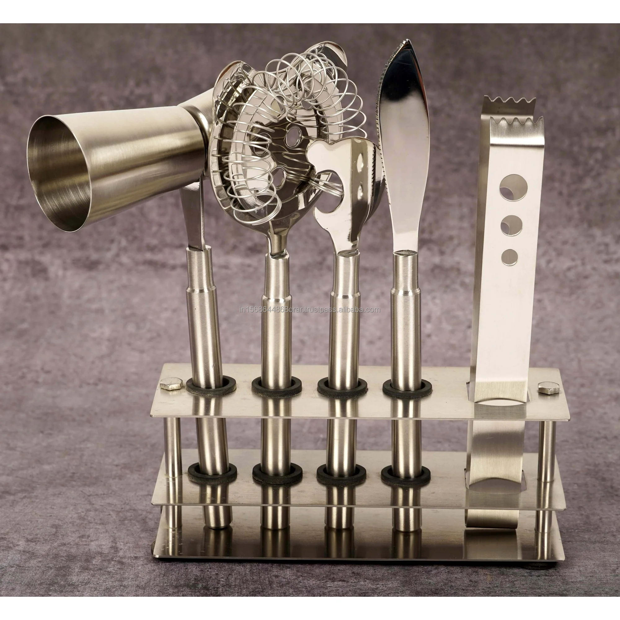 Bar accessories & tool Set of 6pcs With stand 100% stainless steel basic Design in silver demanding\Hot Selling Product